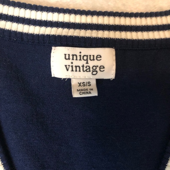 Unique Vintage Navy and White Brando Sweater Vest - Picture 3 of 3